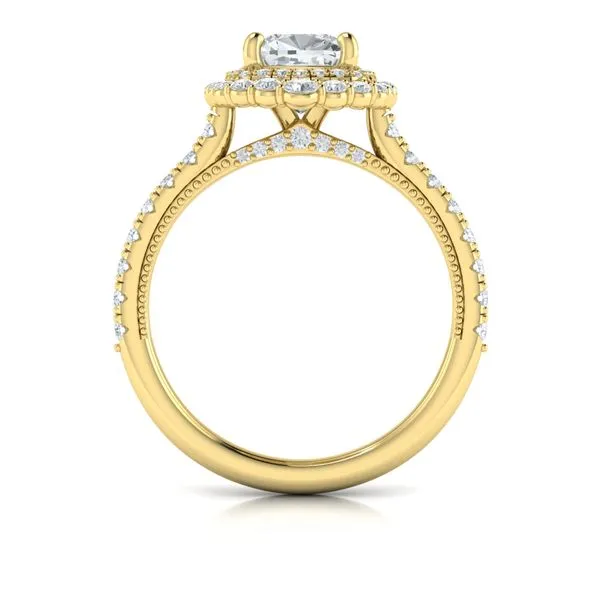 Cathedral Arch Double Halo Cushion Engagement Ring Image 3 James & Williams Jewelers Berwyn, IL