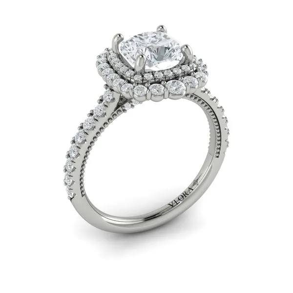 Cathedral Arch Double Halo Cushion Engagement Ring James & Williams Jewelers Berwyn, IL