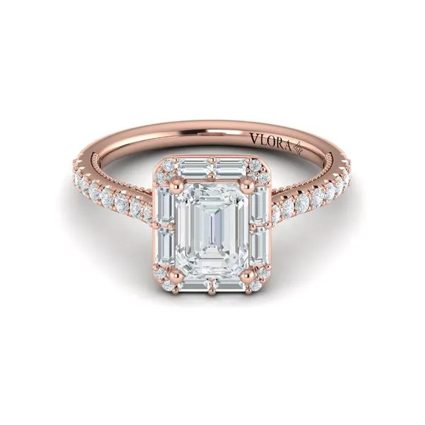 Deco Elegance Emerald Cut Halo Engagement Ring Image 2 James & Williams Jewelers Berwyn, IL