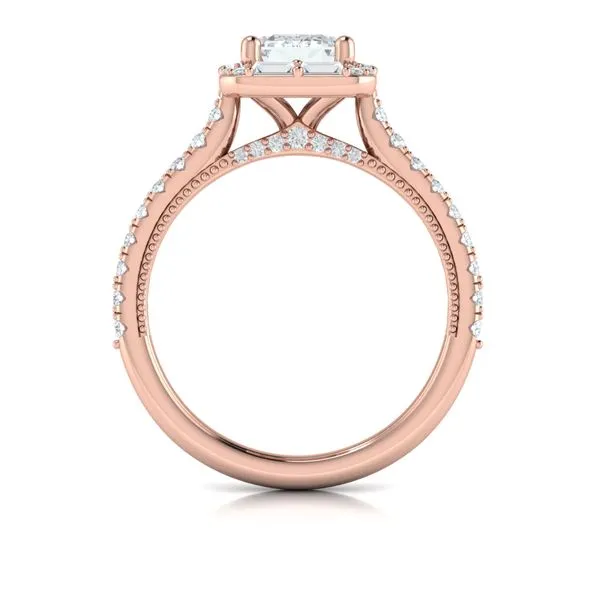 Deco Elegance Emerald Cut Halo Engagement Ring Image 3 James & Williams Jewelers Berwyn, IL