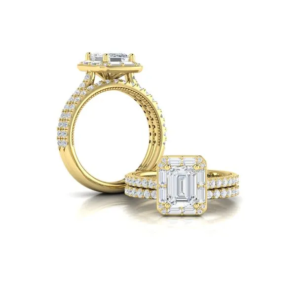 Deco Elegance Emerald Cut Halo Engagement Ring Image 4 Mitchell's Jewelry Norman, OK