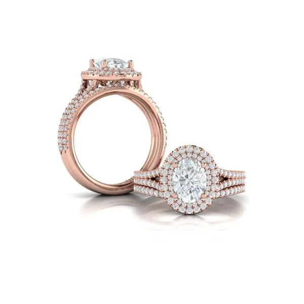 Delicate Double Halo Engagement Ring with Split Shank Image 4 James & Williams Jewelers Berwyn, IL