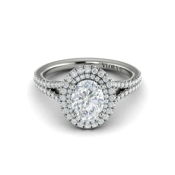 Delicate Double Halo Engagement Ring with Split Shank Image 2 James & Williams Jewelers Berwyn, IL