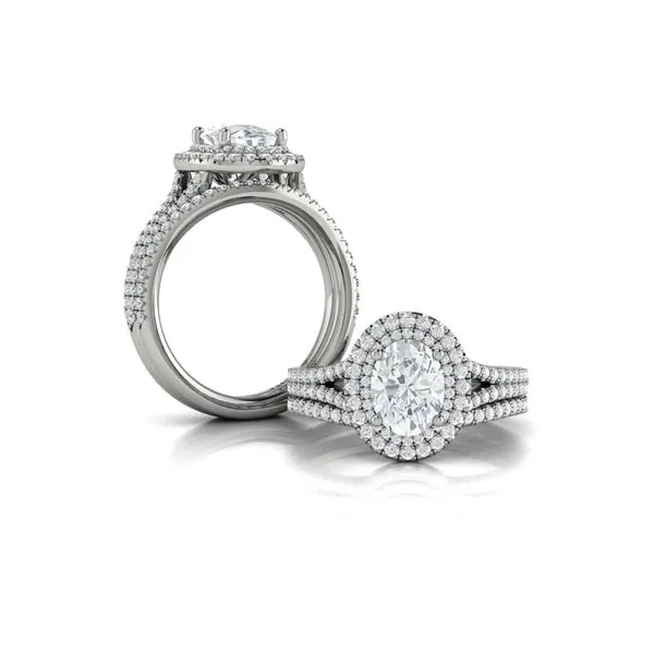 Delicate Double Halo Engagement Ring with Split Shank Image 4 James & Williams Jewelers Berwyn, IL