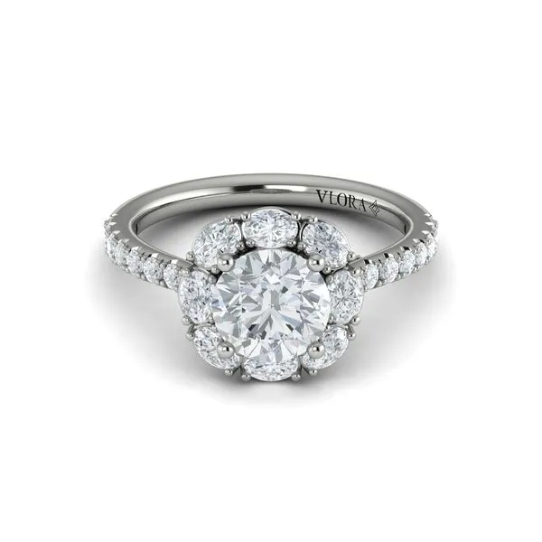Unique Oval Halo Round Engagement Ring Image 2 James & Williams Jewelers Berwyn, IL