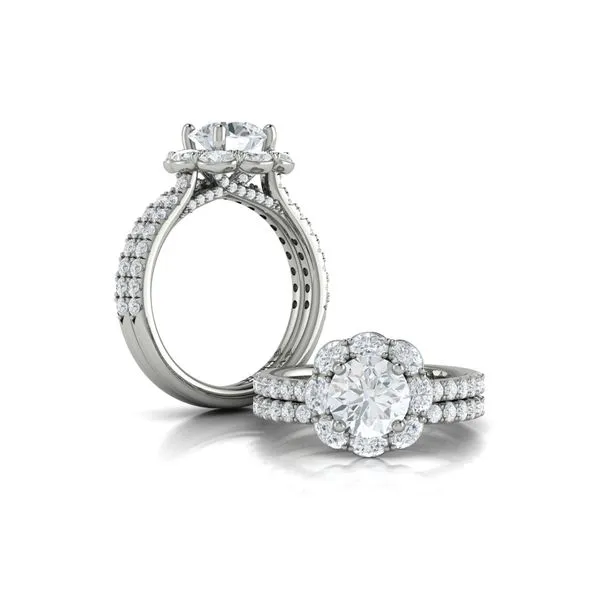 Unique Oval Halo Round Engagement Ring Image 4 James & Williams Jewelers Berwyn, IL