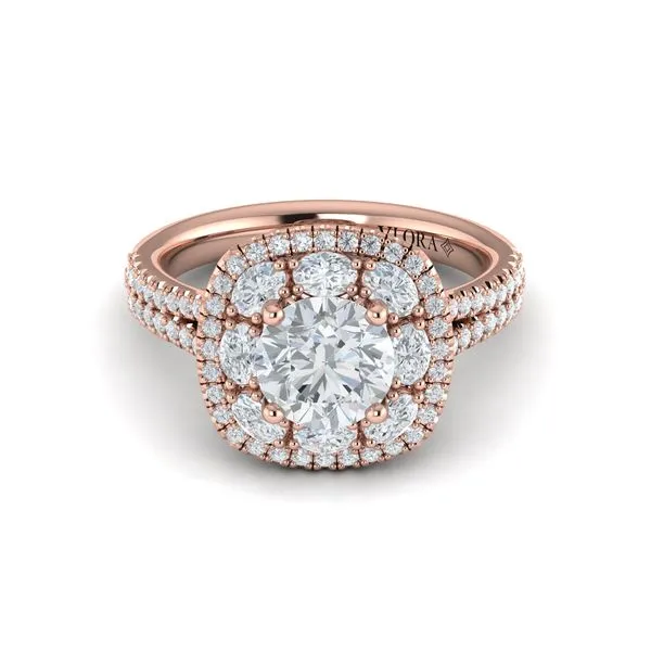 Exquisite Double Halo Round Engagement Ring Image 2 James & Williams Jewelers Berwyn, IL