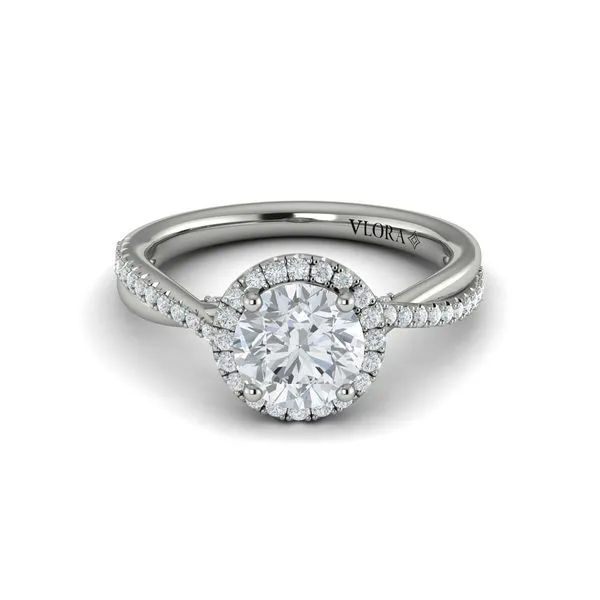 Entwined Halo Round Engagement Ring Image 2 James & Williams Jewelers Berwyn, IL