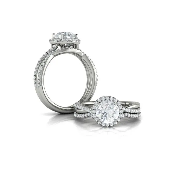 Entwined Halo Round Engagement Ring Image 4 James & Williams Jewelers Berwyn, IL