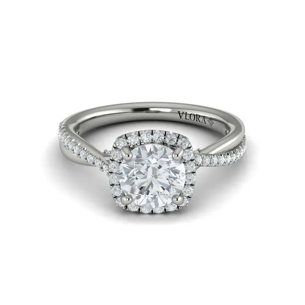Entwined Euro Halo Round Engagement Ring Image 2 James & Williams Jewelers Berwyn, IL