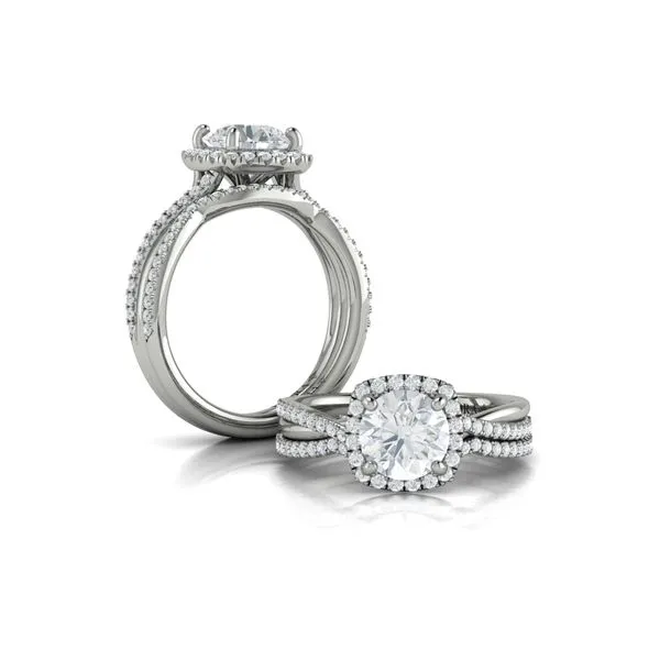 Entwined Euro Halo Round Engagement Ring Image 4 James & Williams Jewelers Berwyn, IL
