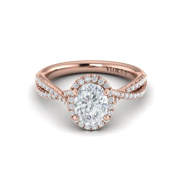 Entwined Oval Halo Engagement Ring Image 2 James & Williams Jewelers Berwyn, IL