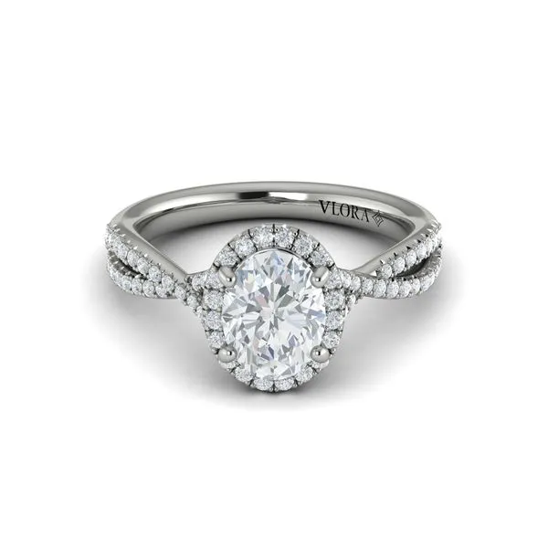 Entwined Oval Halo Engagement Ring Image 2 James & Williams Jewelers Berwyn, IL