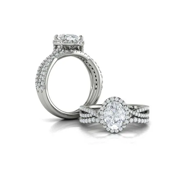 Entwined Oval Halo Engagement Ring Image 4 James & Williams Jewelers Berwyn, IL