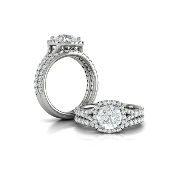 Euro Halo Round Engagement Ring Image 4 James & Williams Jewelers Berwyn, IL