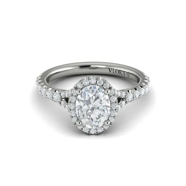 Timeless Halo Split Shank Oval Engagement Ring Image 2 Mitchell's Jewelry Norman, OK