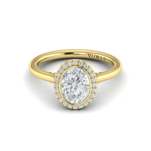 Regal Halo Oval Bezel Engagement Ring Image 2 Mitchell's Jewelry Norman, OK