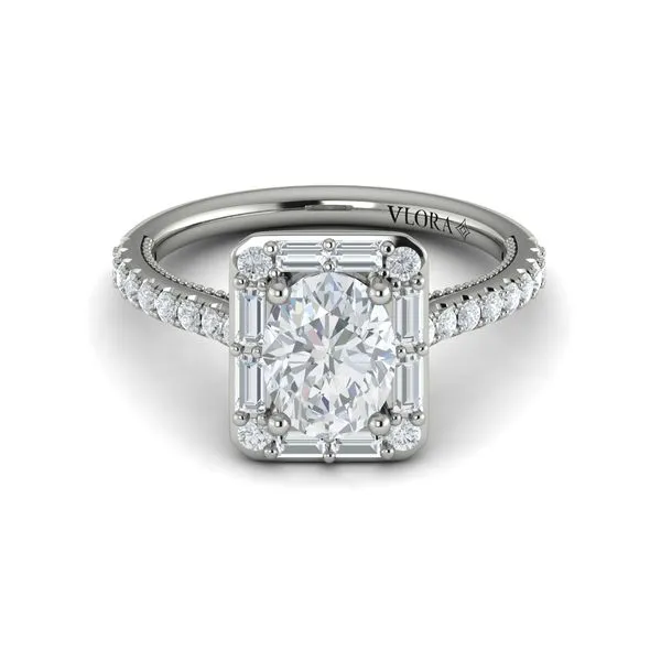Deco Elegance Halo Oval Engagement Ring Image 2 James & Williams Jewelers Berwyn, IL