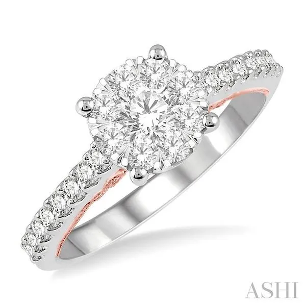 3/4 Ctw Round Diamond Lovebright Vintage Solitaire Style Engagement Ring in 14K White and Rose Gold Hart's Jewelers Grants Pass, OR