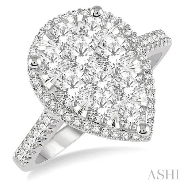 1 Ctw Pear Shape Round Cut Diamond Lovebright Ring in 14K White and Rose Gold Hart's Jewelers Grants Pass, OR