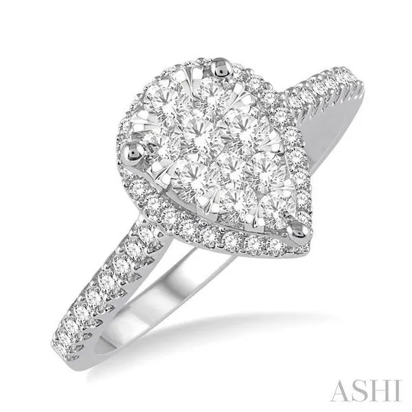 1/2 Ctw Pear Shape Round Cut Diamond Lovebright Ring in 14K White and Rose Gold Hart's Jewelers Grants Pass, OR