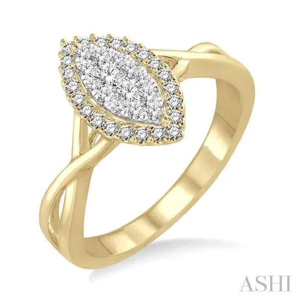1/3 Ctw Marquise Shape Round Cut Diamond Lovebright Ring in 14K Yellow and White Gold Hart's Jewelers Grants Pass, OR