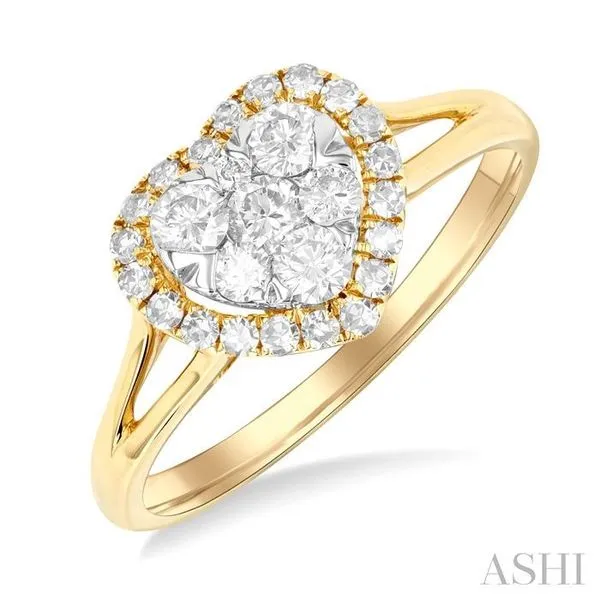 1/2 Ctw Heart Shape Lovebright Round Cut Diamond Engagement Ring in 14K Yellow & White gold Hart's Jewelers Grants Pass, OR