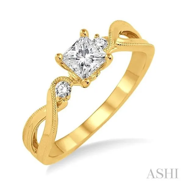 3/8 Ctw Diamond Engagement Ring with 1/3 Ct Princess Cut Center Stone in 14K Yellow Gold Hart's Jewelers Grants Pass, OR