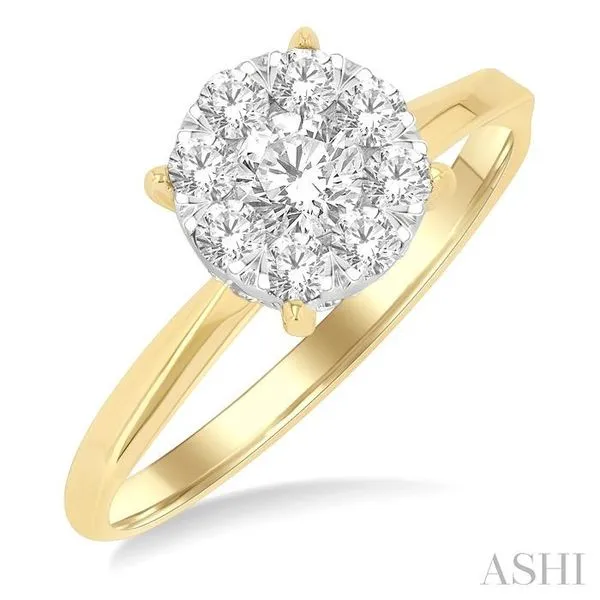 5/8 Ctw Circular Shape Lovebright Round Cut Diamond Engagement Ring in 14K Yellow and White Gold Hart's Jewelers Grants Pass, OR