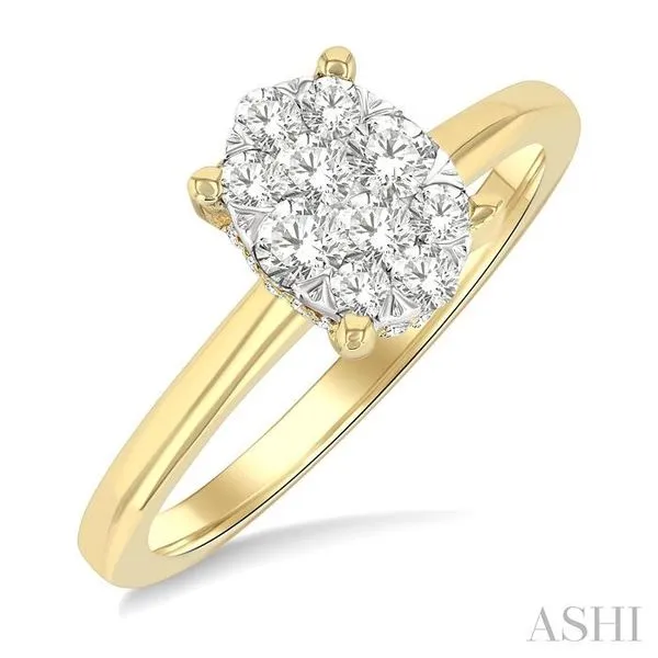 1/2 Ctw Lovebright Oval Shaped Round Cut Diamond Ring in 14K Yellow and White Gold Hart's Jewelers Grants Pass, OR