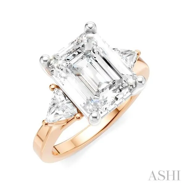 1/2 Ctw Emerald Shape Trillion and Round Cut Diamond Semi-Mount Engagement Ring in 14K Rose and White Gold Hart's Jewelers Grants Pass, OR