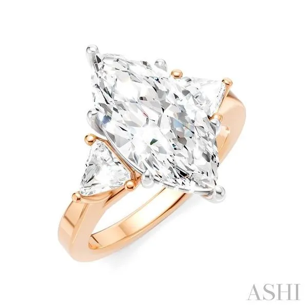 1/2 Ctw Marquise Shape Trillion and Round Cut Diamond Semi-Mount Engagement Ring in 14K Rose and White Gold Hart's Jewelers Grants Pass, OR