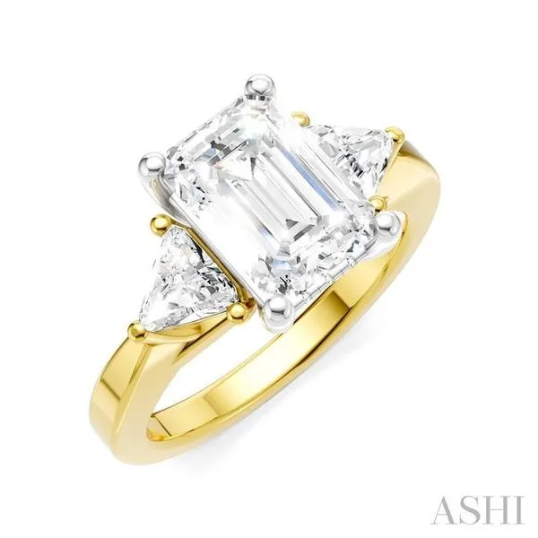 1/2 Ctw Emerald Shape Trillion and Round Cut Diamond Semi-Mount Engagement Ring in 14K Yellow and White Gold Hart's Jewelers Grants Pass, OR
