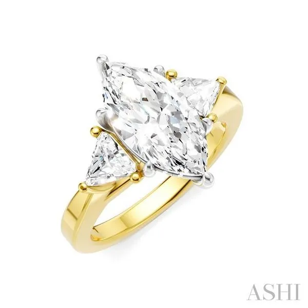 1/2 Ctw Marquise Shape Trillion and Round Cut Diamond Semi-Mount Engagement Ring in 14K Yellow and White Gold Hart's Jewelers Grants Pass, OR