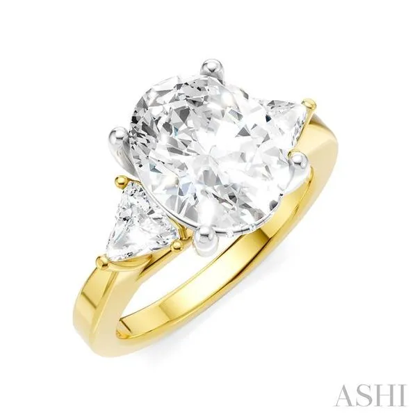 1/2 Ctw Oval Shape Trillion Cut & Round Cut Diamond Semi-Mount Engagement Ring in 14K Yellow and White Gold Hart's Jewelers Grants Pass, OR