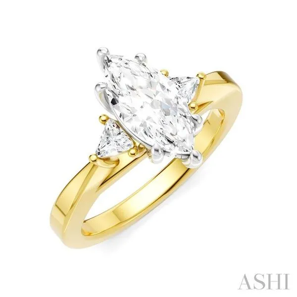 1/4 Ctw Marquise Shape Trillion and Round Cut Diamond Semi-Mount Engagement Ring in 14K Yellow and White Gold Hart's Jewelers Grants Pass, OR