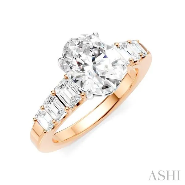 1 Ctw Oval Shape Emerald and Round Cut Diamond Semi-Mount Engagement Ring in 14K Rose and White Gold Hart's Jewelers Grants Pass, OR