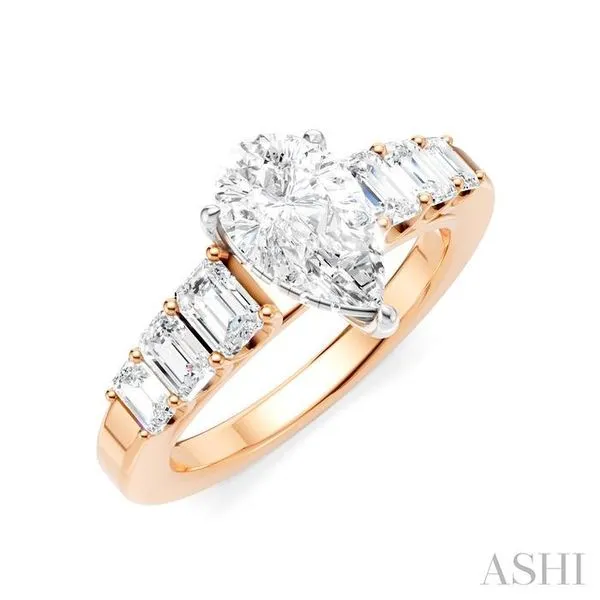 1 Ctw Pear Shape Emerald and Round Cut Diamond Semi-Mount Engagement Ring in 14K Rose and White Gold Hart's Jewelers Grants Pass, OR