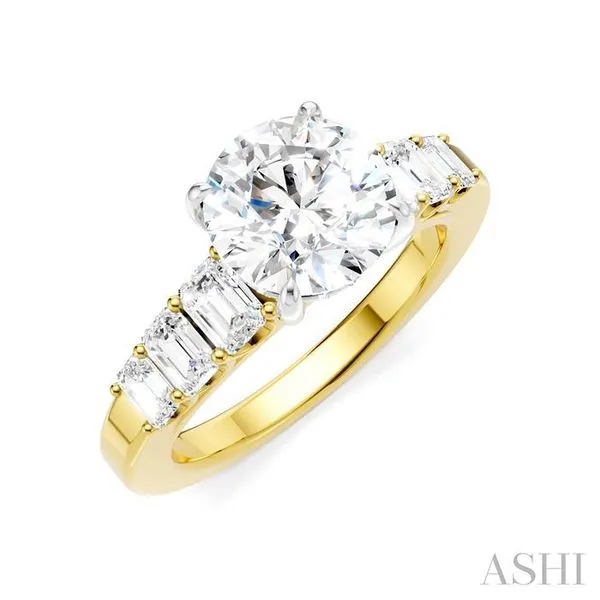 1 Ctw Round Shape Emerald and Round Cut Diamond Semi-Mount Engagement Ring in 14K Yellow and White Gold Hart's Jewelers Grants Pass, OR