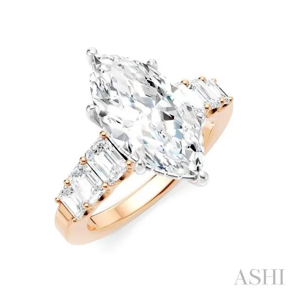 1 1/5 Ctw Marquise Shape Emerald and Round Cut Diamond Semi-Mount Engagement Ring in 14K Rose and White Gold Hart's Jewelers Grants Pass, OR
