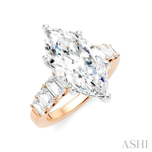 1 1/4 Ctw Marquise Shape Emerald and Round Cut Diamond Semi-Mount Engagement Ring in 14K Rose and White Gold Hart's Jewelers Grants Pass, OR