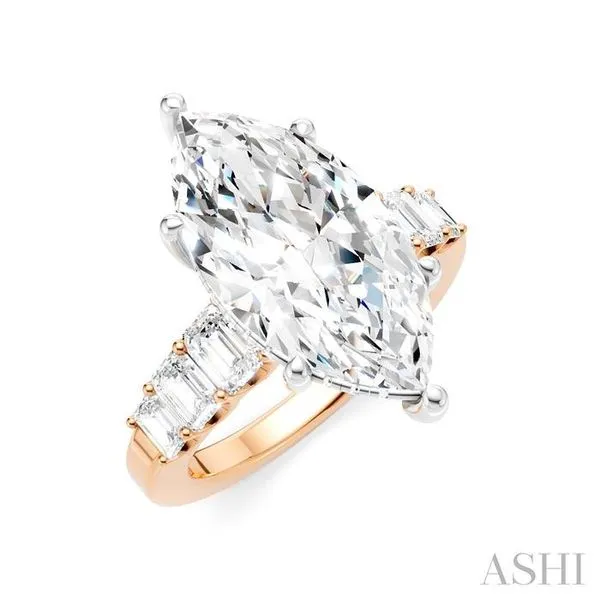 1 1/4 Ctw Marquise Shape Emerald and Round Cut Diamond Semi-Mount Engagement Ring in 14K Rose and White Gold Hart's Jewelers Grants Pass, OR