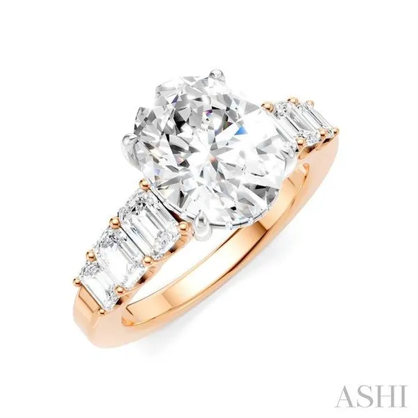 1 1/4 Ctw Oval Shape Emerald and Round Cut Diamond Semi-Mount Engagement Ring in 14K Rose and White Gold Hart's Jewelers Grants Pass, OR