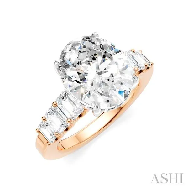 1 1/4 Ctw Oval Shape Emerald and Round Cut Diamond Semi-Mount Engagement Ring in 14K Rose and White Gold Hart's Jewelers Grants Pass, OR