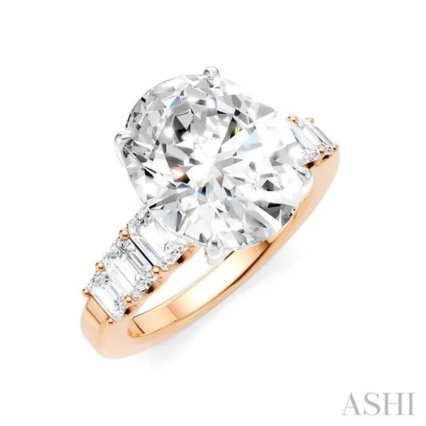 1 1/4 Ctw Oval Shape Emerald and Round Cut Diamond Semi-Mount Engagement Ring in 14K Rose and White Gold Hart's Jewelers Grants Pass, OR