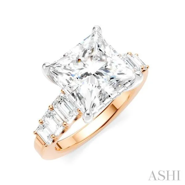 1 1/4 Ctw Princess Shape Emerald and Round Cut Diamond Semi-Mount Engagement Ring in 14K Rose and White Gold Hart's Jewelers Grants Pass, OR