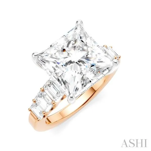 1 1/4 Ctw Princess Shape Emerald and Round Cut Diamond Semi-Mount Engagement Ring in 14K Rose and White Gold Hart's Jewelers Grants Pass, OR