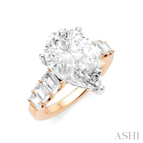 1 1/4 Ctw Pear Shape Emerald and Round Cut Diamond Semi-Mount Engagement Ring in 14K Rose and White Gold Hart's Jewelers Grants Pass, OR