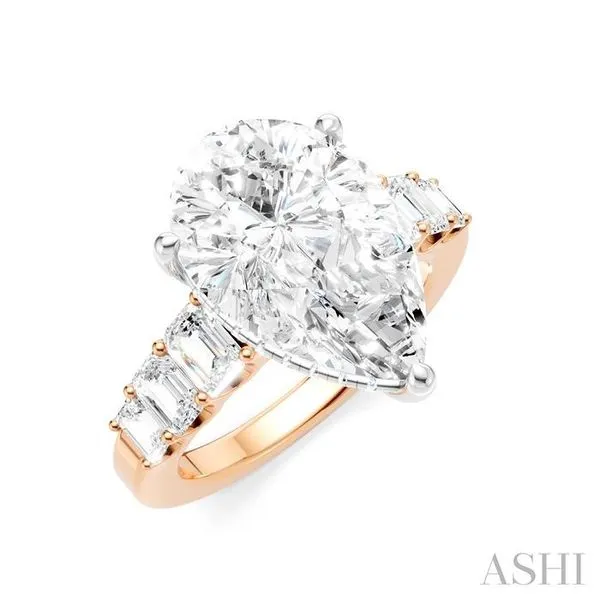 1 1/4 Ctw Pear Shape Emerald and Round Cut Diamond Semi-Mount Engagement Ring in 14K Rose and White Gold Hart's Jewelers Grants Pass, OR