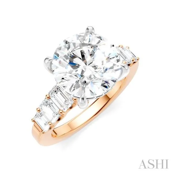 1 1/4 Ctw Round Shape Emerald and Round Cut Diamond Semi-Mount Engagement Ring in 14K Rose and White Gold Hart's Jewelers Grants Pass, OR